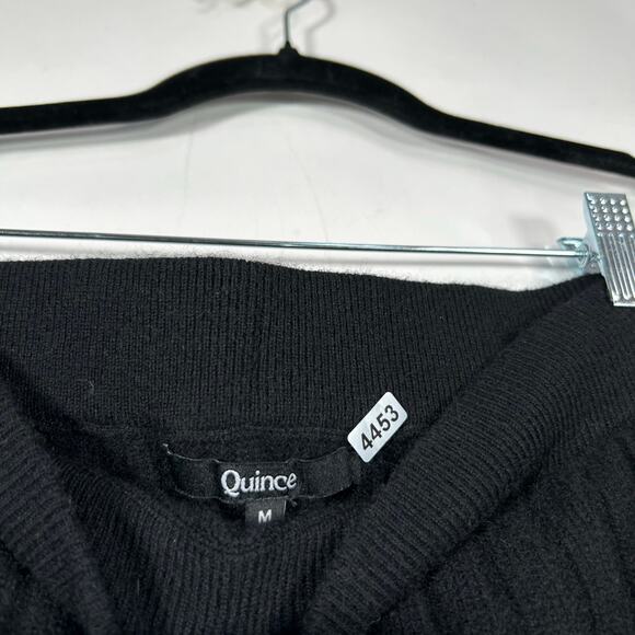 EUC Quince Women’s Mongolian Cashmere Midi Skirt Pull On Black Ribbed M 4453 - Picture 5 of 9